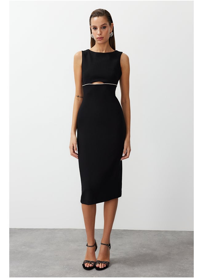 trendyol - Black Window/Cut Out Detailed Shiny Stone Elegant Evening Dress - Image 1