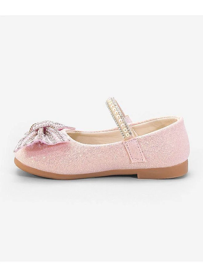 Mark & Mia Mark & Mia Rhinestones Embellished Velcro Closure Ballerinas - Pink
