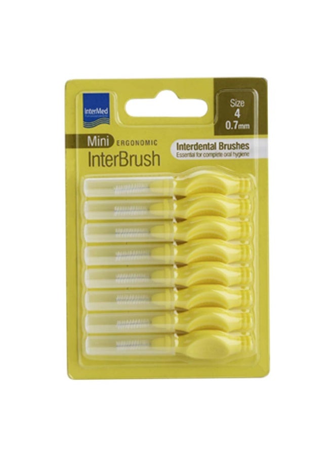 InterMed Ergonomic Interdental Mini Brush, Size 4, 0.70mm - Yellow, Pack of 8's