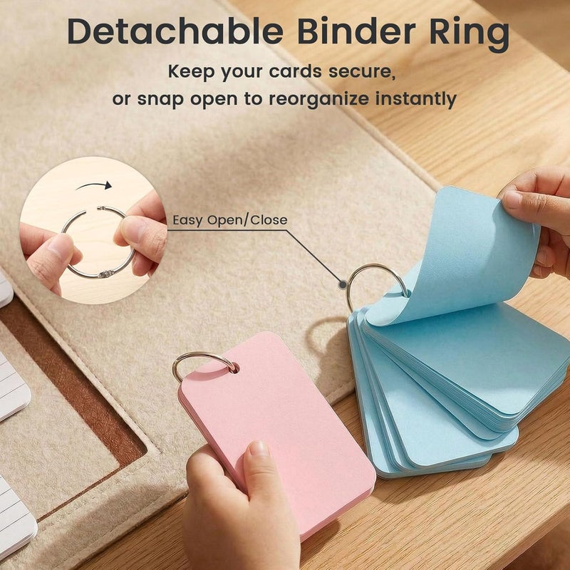 Koogel 1,500PCS Multicolor Index Paper with Binding Rings, 7 Colors 2.2 x 3.5 Inches Blank Easy Flip Flash Card Study Cards Business Cards Memo Scratch Pads Bookmark - Image 3