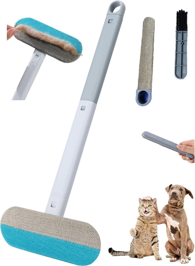 4-in-1 Pet Hair Remover & Window Screen Cleaner, Multi-Surface Reusable Lint Brush with Long Handle, Wet/Dry Dual-Use for Couch, Carpet, Furniture, Bedding, Car Interior Cleaning - Image 1