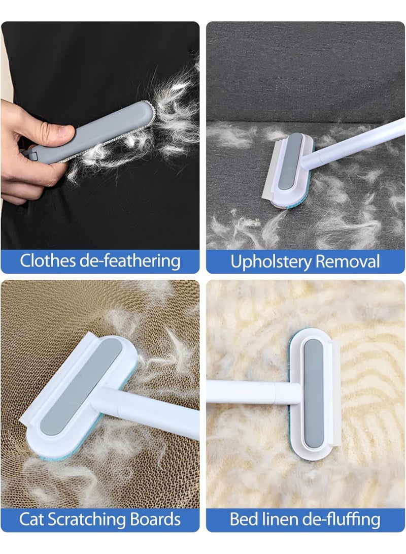 4-in-1 Pet Hair Remover & Window Screen Cleaner, Multi-Surface Reusable Lint Brush with Long Handle, Wet/Dry Dual-Use for Couch, Carpet, Furniture, Bedding, Car Interior Cleaning - Image 5