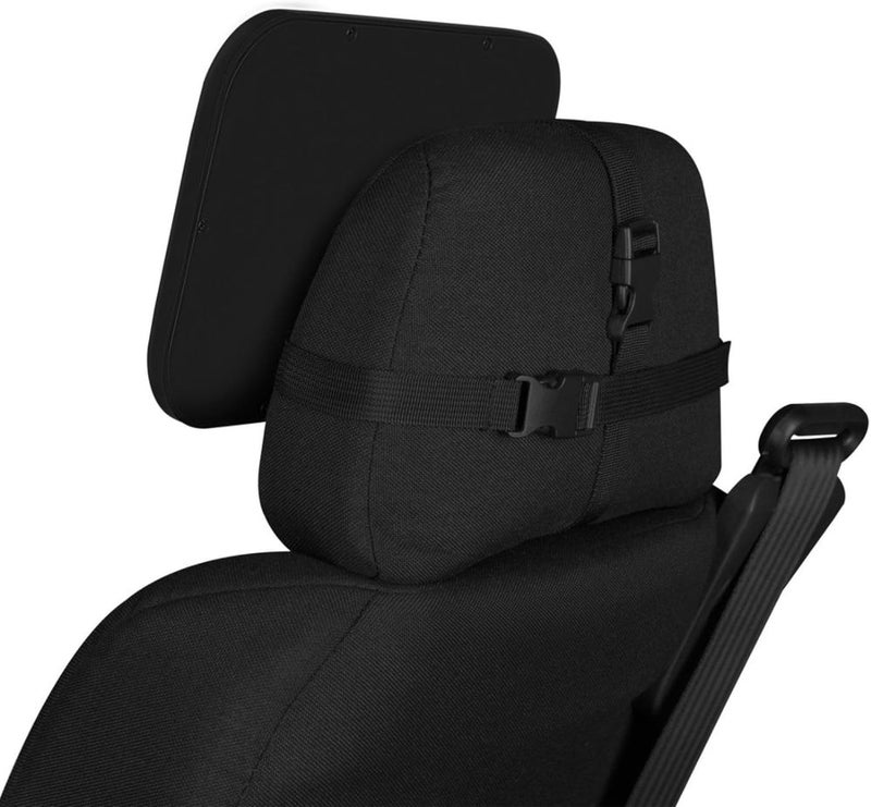lionelo Sett Baby Car Mirror, Black Carbon, Rear-Facing Child Seat Viewing Mirror, 24.8 x 17.5 cm, 360° Adjustable, Shatterproof ABS/Acrylic Glass, Headrest Mount - Image 3