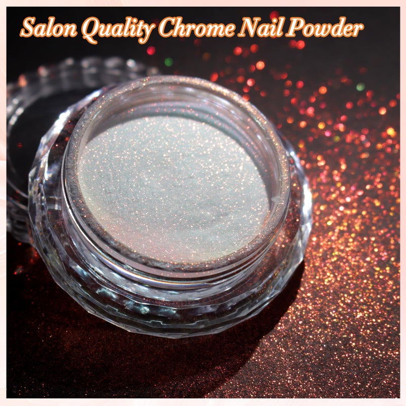 FNNZ Unicorn Chrome Nail Powder, Aurora Unichrome Mermaid Aurora Nail Powder Pigment Pearlescent Nail Art Glitter Decoration for Home DIY Nail Salon Manicure - Sunset Glow - Image 3