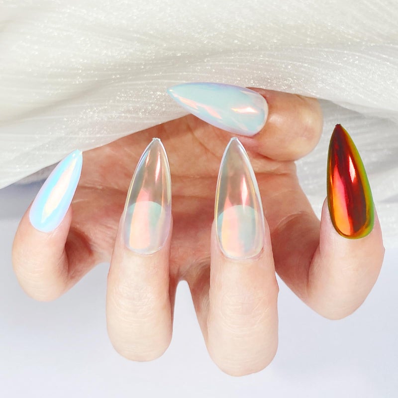 FNNZ Unicorn Chrome Nail Powder, Aurora Unichrome Mermaid Aurora Nail Powder Pigment Pearlescent Nail Art Glitter Decoration for Home DIY Nail Salon Manicure - Sunset Glow - Image 2