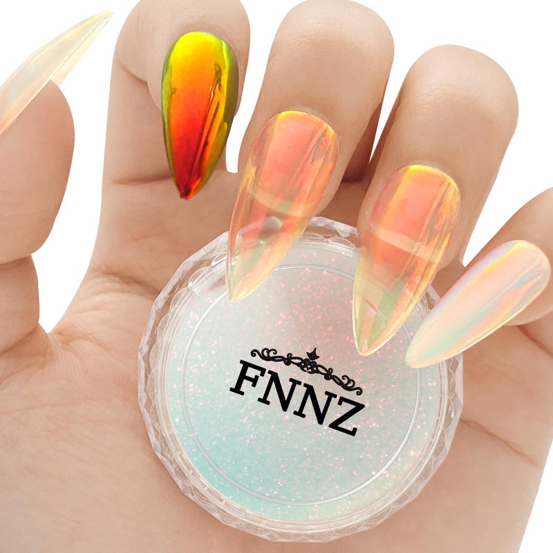 FNNZ Unicorn Chrome Nail Powder, Aurora Unichrome Mermaid Aurora Nail Powder Pigment Pearlescent Nail Art Glitter Decoration for Home DIY Nail Salon Manicure - Sunset Glow - Image 1