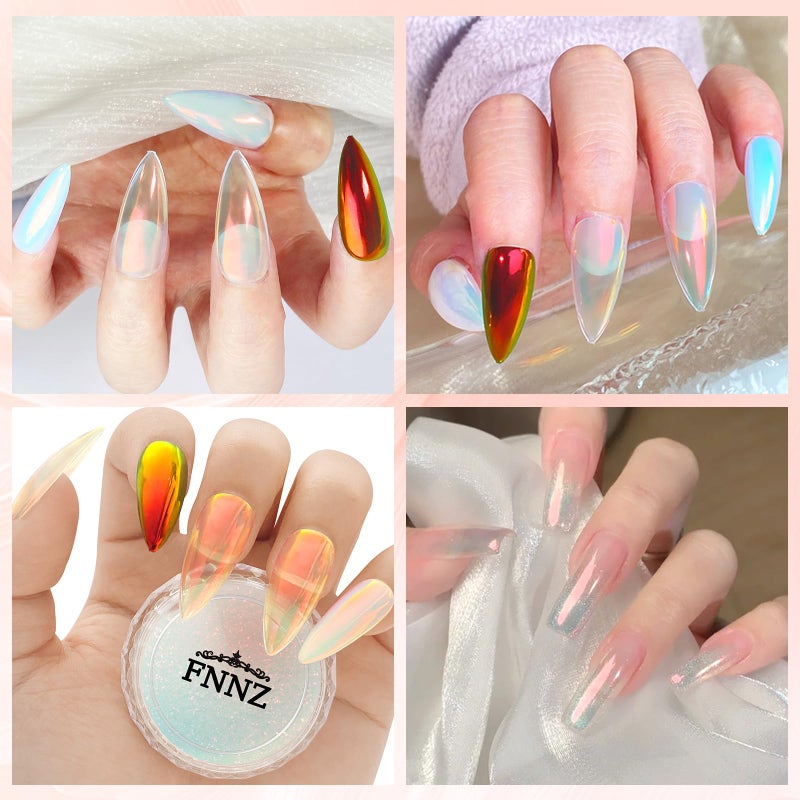 FNNZ Unicorn Chrome Nail Powder, Aurora Unichrome Mermaid Aurora Nail Powder Pigment Pearlescent Nail Art Glitter Decoration for Home DIY Nail Salon Manicure - Sunset Glow - Image 5
