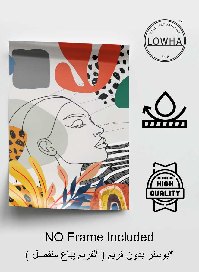 LOWHA Poster Painting Art With Four Separate Pieces Of Double-Sided Stickers Abstract Mix Art Woman Face For Home Bedroom Living Room And Office Decor  - Image 3