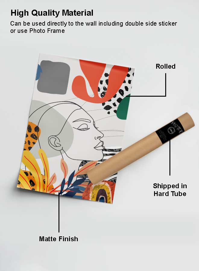 LOWHA Poster Painting Art With Four Separate Pieces Of Double-Sided Stickers Abstract Mix Art Woman Face For Home Bedroom Living Room And Office Decor  - Image 2