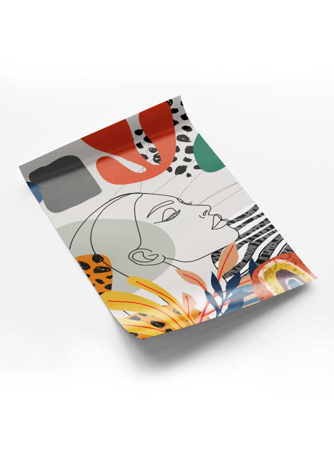 LOWHA Poster Painting Art With Four Separate Pieces Of Double-Sided Stickers Abstract Mix Art Woman Face For Home Bedroom Living Room And Office Decor  - Image 1