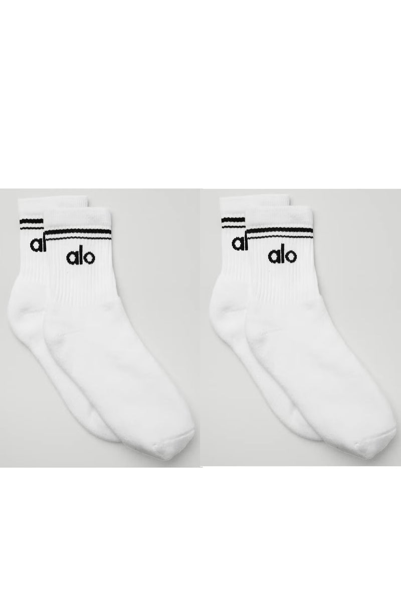 Alo Yoga 2-Pairs Alo Unisex Half-Crew Throwback Sock - Image 1