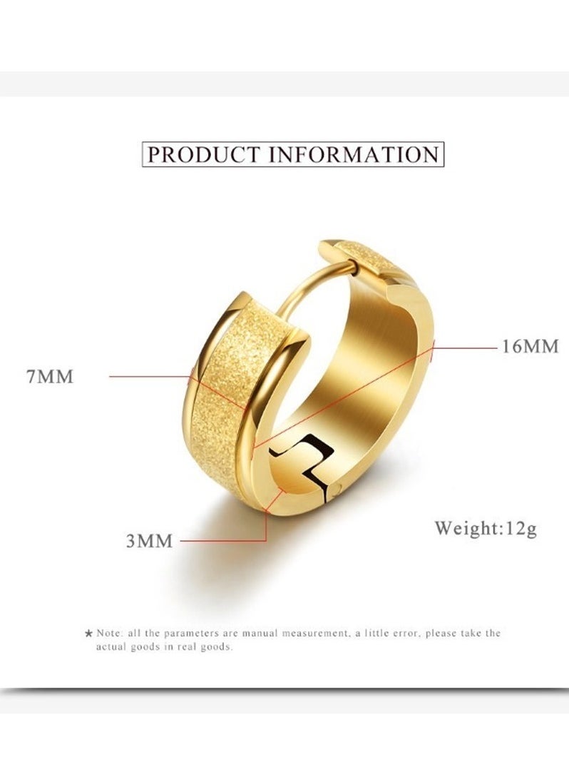 Generic - Stainless Steel Mens Womens Hoop Frosted  Earrings Hypoallergenic - Image 1