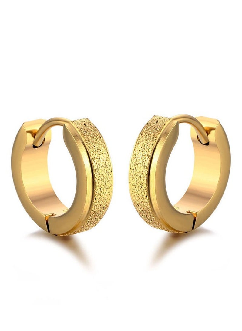 Generic - Stainless Steel Mens Womens Hoop Frosted  Earrings Hypoallergenic - Image 1