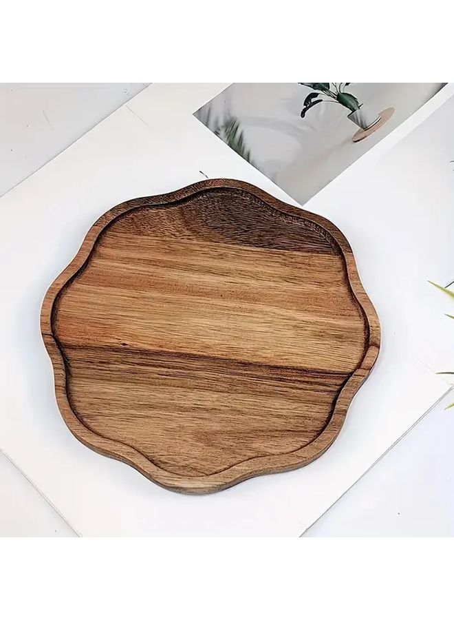 Acacia Wood Flower Serving Tray 7 87x7 87 Inch Multi Purpose Washable Cheese Snack Platter - Image 5