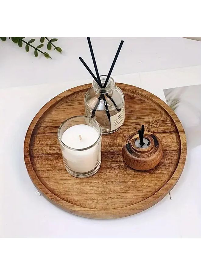 Acacia Wood Flower Serving Tray 7 87x7 87 Inch Multi Purpose Washable Cheese Snack Platter - Image 4