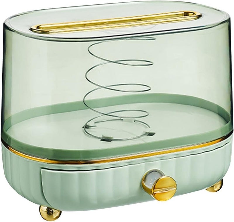 JUVIW Clear Multifunctional Tissue Box with Spring Phone Holder Storage Drawer Home Storage Box Paper (Green) - Image 1