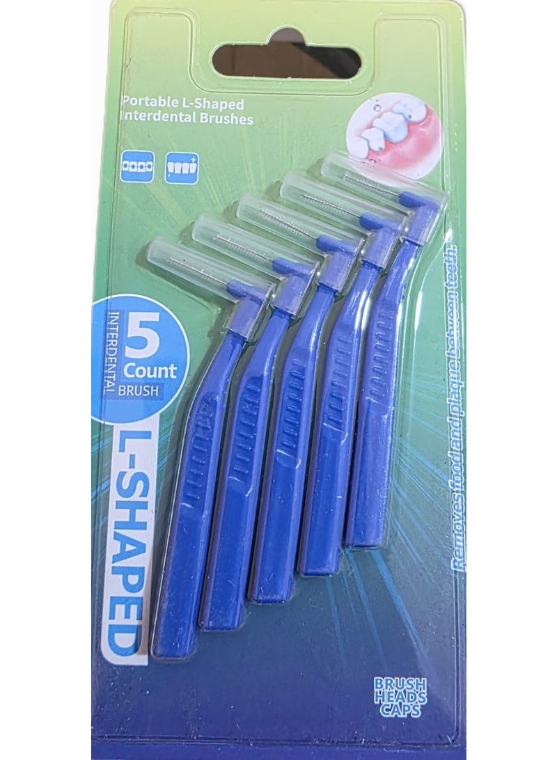 Fdit 5 x L-Shaped Interdental Brushes for Effectively Cleaning Plaque and Removing Accolades Suitable for Dental Care (متعدده الالوان) - Image 1