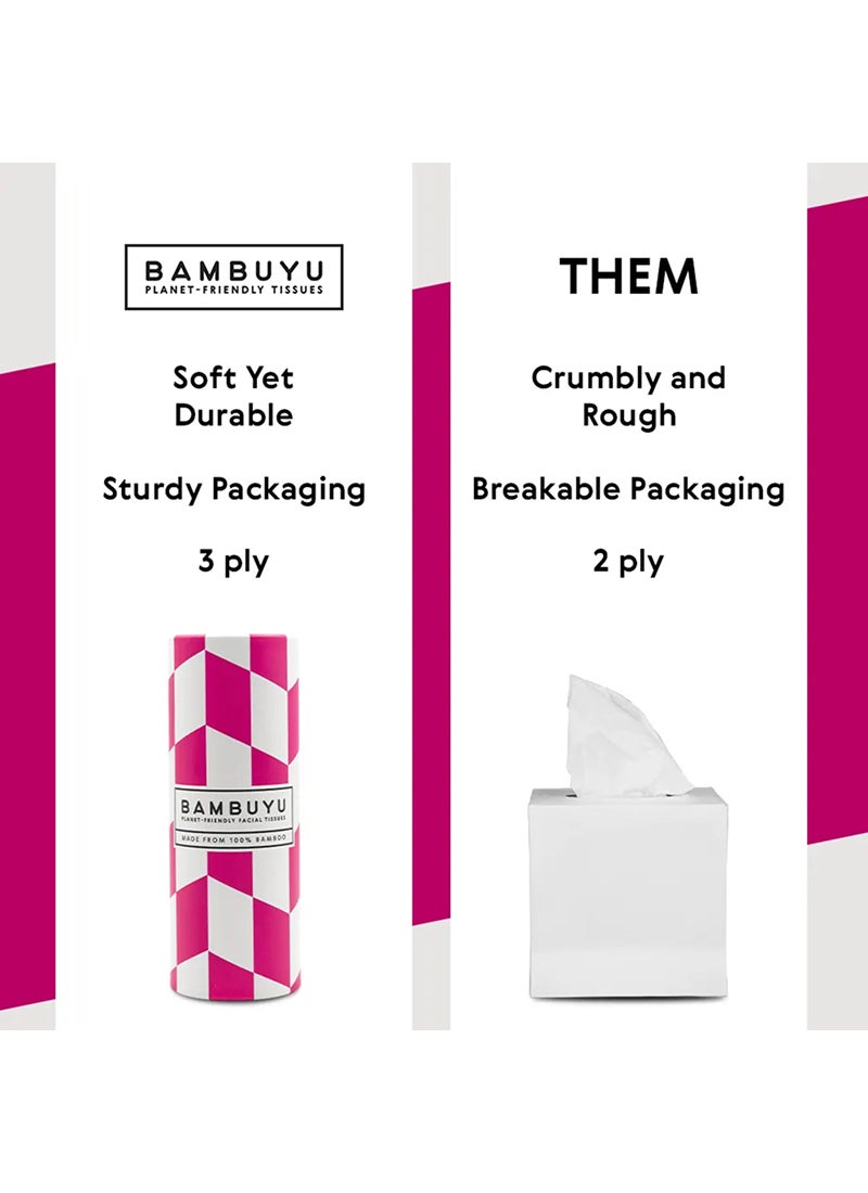 Bambuyu Bamboo 3 Ply Facial Tissues Tubes 50 Sheets Pack of 4 - Image 5