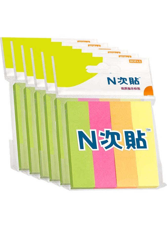 Stickn (Stickn) 2400 Sheets 4-Color Sticky Notes With Index Tabs 76*19Mm Label Memo Pad Fluorescent Color 6 Bags Pack 34029-J6 - Image 2