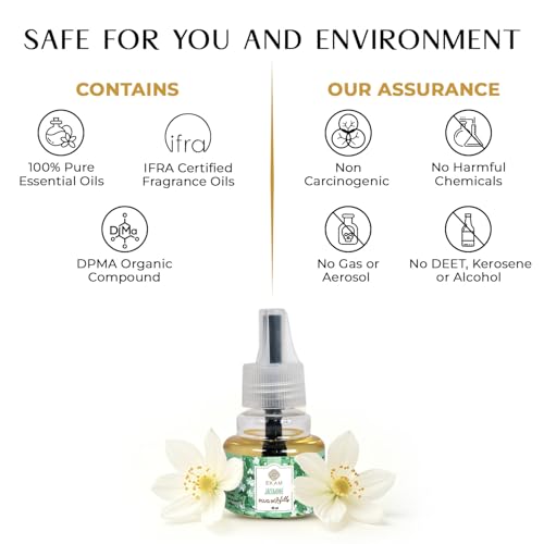 EKAM Plug-In Air Freshener Refill (45ml) | Jasmine Scent for Room/Bathroom | Automatic Refill | Lasts up to 125 Days / 500 Hours | Perfect for Living Rooms, Bedrooms & More - Image 4