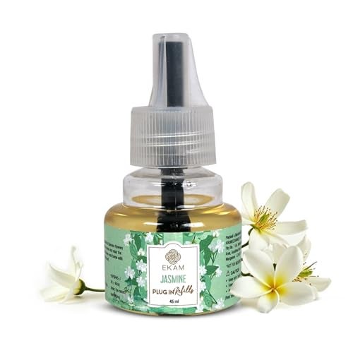 EKAM Plug-In Air Freshener Refill (45ml) | Jasmine Scent for Room/Bathroom | Automatic Refill | Lasts up to 125 Days / 500 Hours | Perfect for Living Rooms, Bedrooms & More - Image 1