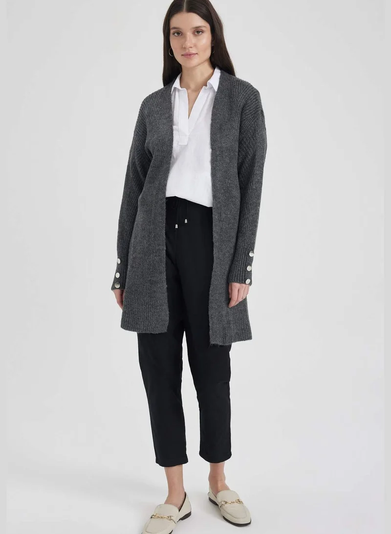 DeFacto Woman Regular Fit V Neck Long Sleeve Tricot Cardigan