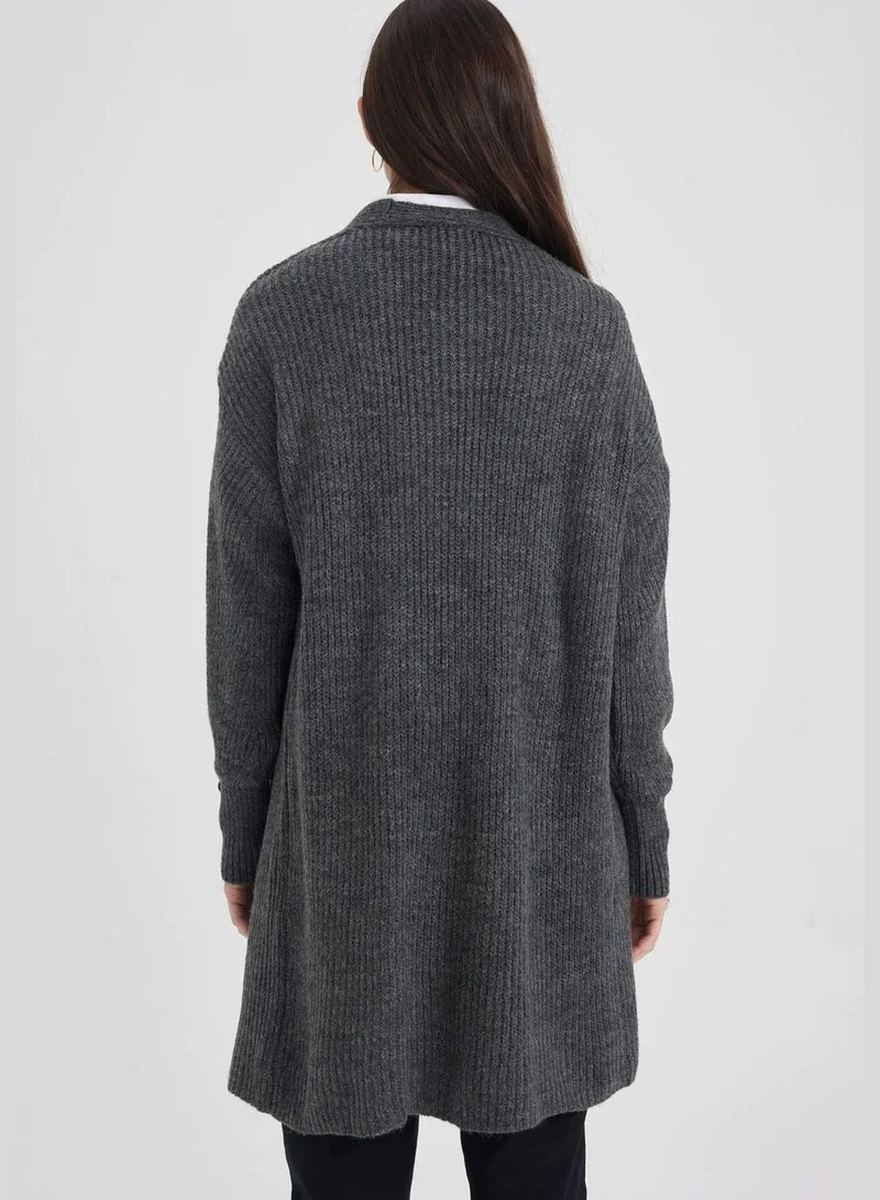 DeFacto Woman Regular Fit V Neck Long Sleeve Tricot Cardigan