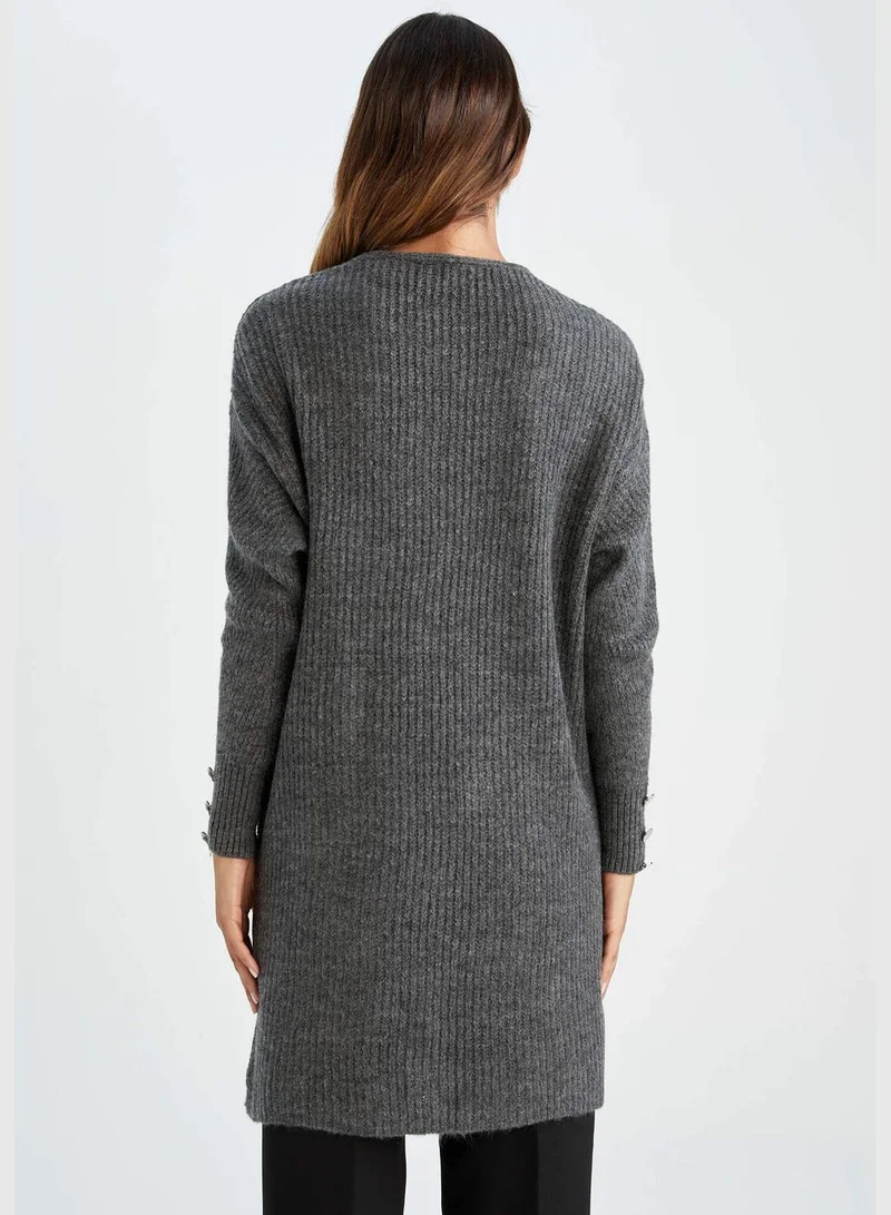 DeFacto Woman Regular Fit V Neck Long Sleeve Tricot Cardigan