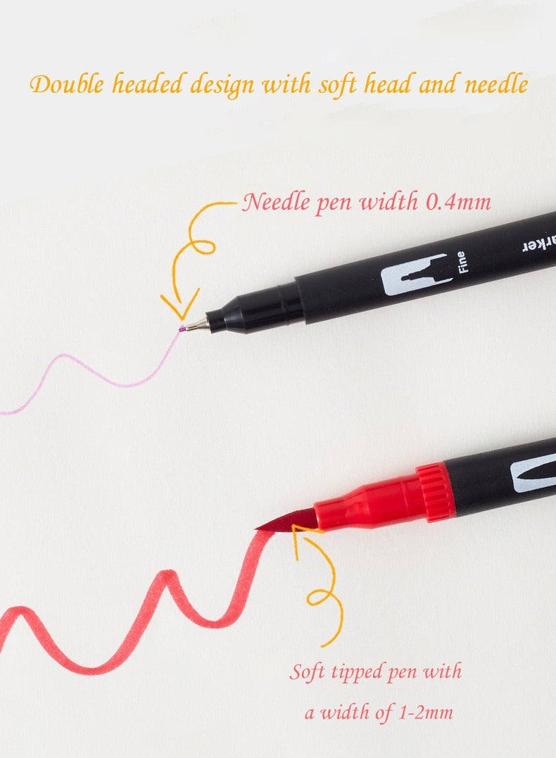 Manhua 60 Color Watercolor Pen Set Double Headed Washable Watercolor Pen - Image 3