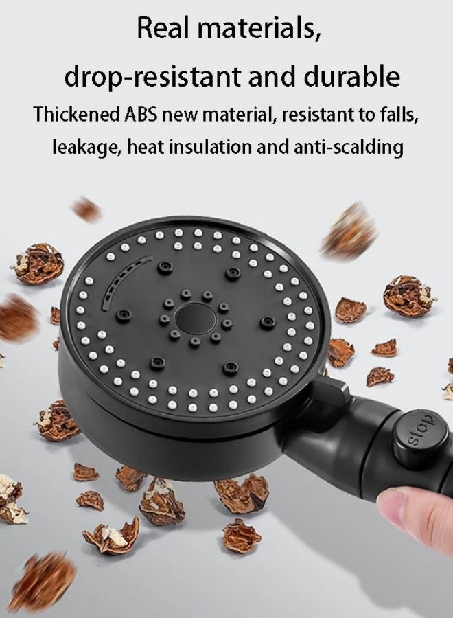 Ocean Household black eight-speed supercharged shower head, shower head 1.5 meters hose, silicone water outlet, thickened ABS material, resistant to falling and scalding - Image 2