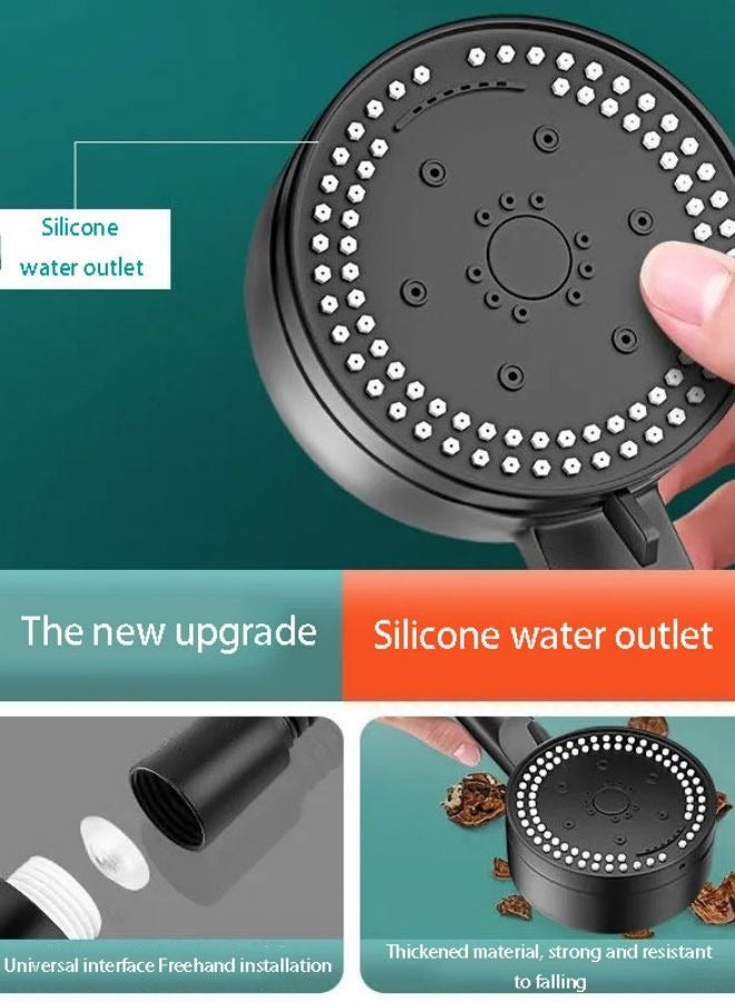 Ocean Household black eight-speed supercharged shower head, shower head 1.5 meters hose, silicone water outlet, thickened ABS material, resistant to falling and scalding - Image 3