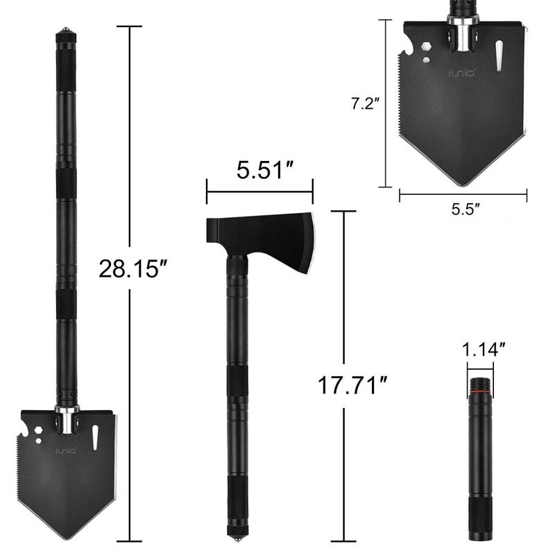 Iunio Survival Shovel Multitool With Axe  Camping Shovel Hatchet  Tactical Shovel  Folding With Carrying Bag For Camping  Hiking  Backpacking  Entrenching  Car Emergency - Image 4