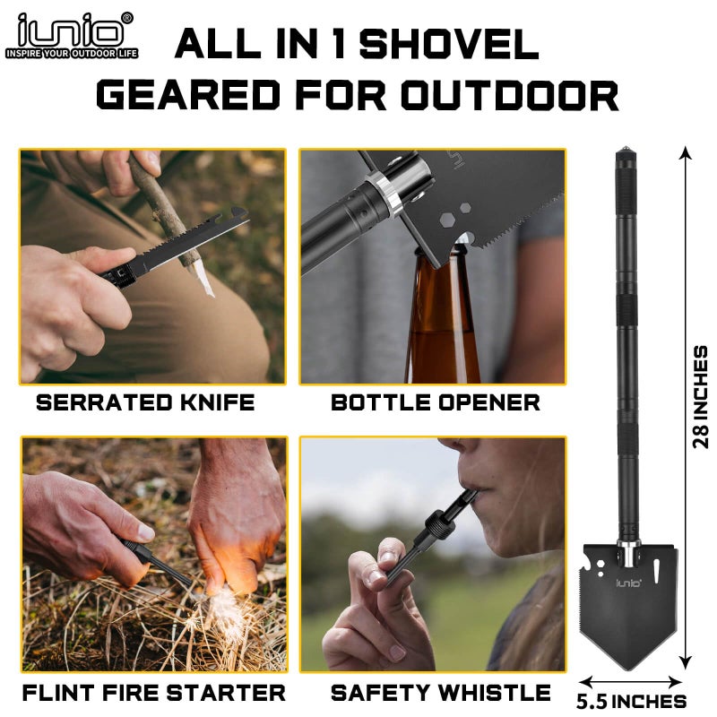 Iunio Survival Shovel Multitool With Axe  Camping Shovel Hatchet  Tactical Shovel  Folding With Carrying Bag For Camping  Hiking  Backpacking  Entrenching  Car Emergency - Image 2