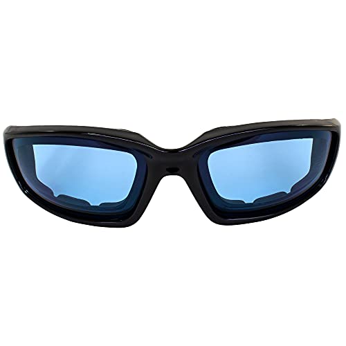 Birdz Eyewear Oriole Padded Motorcycle Glasses (Black Frame/Blue Lens) - Image 2