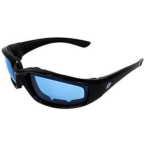 Birdz Eyewear Oriole Padded Motorcycle Glasses (Black Frame/Blue Lens) - Image 1