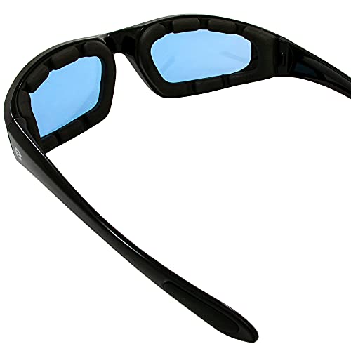 Birdz Eyewear Oriole Padded Motorcycle Glasses (Black Frame/Blue Lens) - Image 5