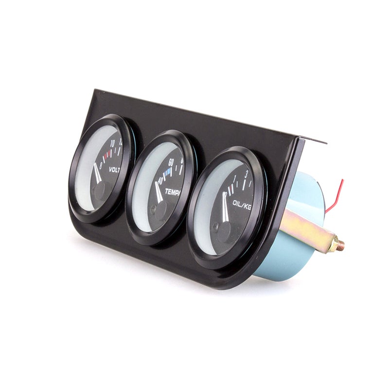 Triple Gauge Kit 2-inch(52mm) 3-in-1 Volt Meter Water Temperature Meter Oil Pressure Meter Universal for 12V Cars - Image 2