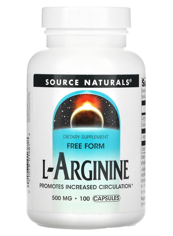 L-Arginine Free Form 500 mg 100 Capsules