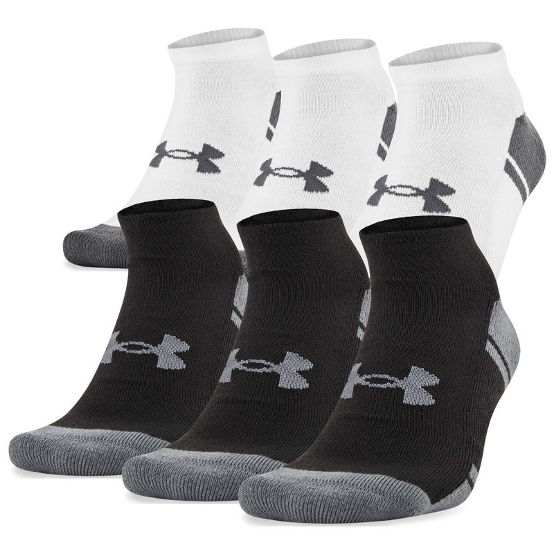 Under Armour Adult Resistor 3.0 No Show Socks, 6-Pairs, Black/White, Shoe Size: Mens 9-11 - Image 1