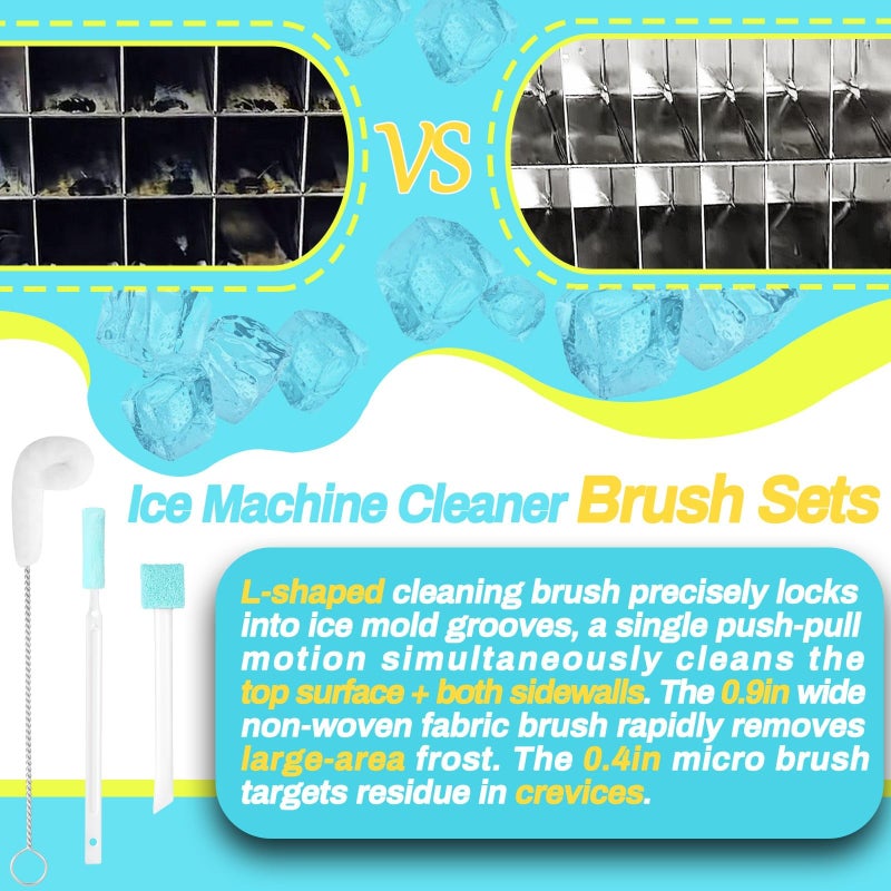 Potanro Ice Machine Cleaner Brush Sets, 14pcs Countertop Ice Maker Cleaner Tools, Gap Crevice Cleaning Brushes Tools Small Spaces, Scrub Sponge, Thin Brush for Cleaning Window Track, Straw, Bottle - Image 3