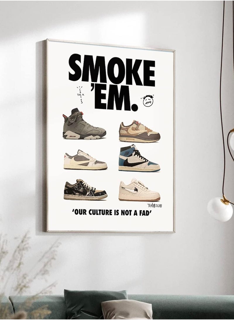 Today Idea - Sneaker Poster Unframed Michael Jordan & Travis Scott Poster - Hypebeast Room Decor Shoes for Boys Guys Men Room - Wall Art Décor Aesthetic Cool Poster Shoes Painting 12x16 inch (Pack of 2) - Image 1