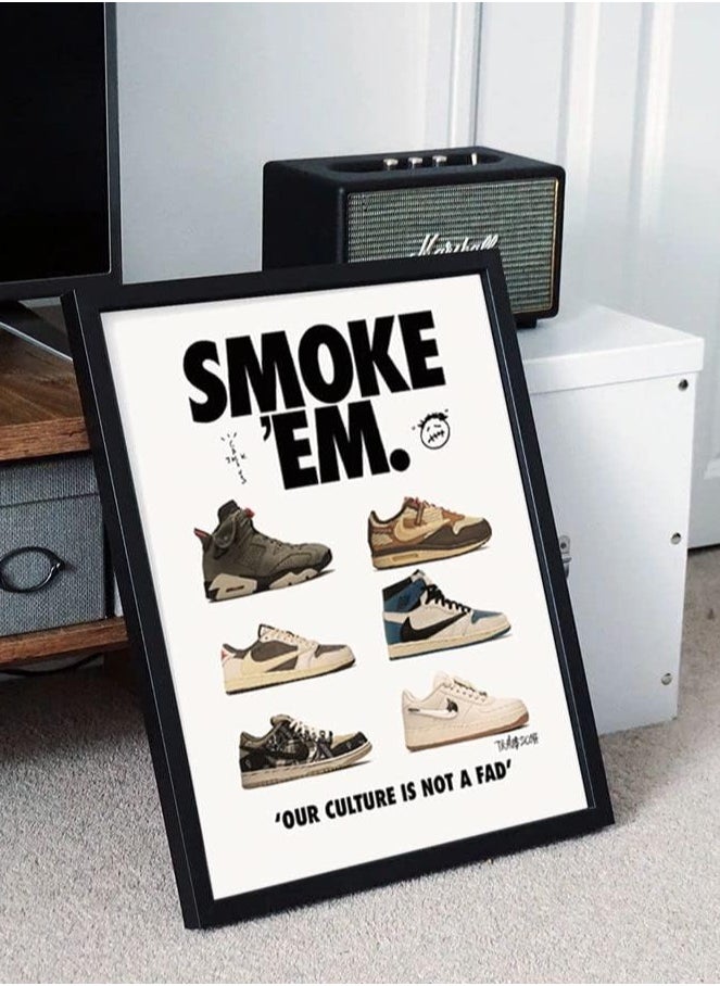 Today Idea - Sneaker Poster Unframed Michael Jordan & Travis Scott Poster - Hypebeast Room Decor Shoes for Boys Guys Men Room - Wall Art Décor Aesthetic Cool Poster Shoes Painting 12x16 inch (Pack of 2) - Image 1