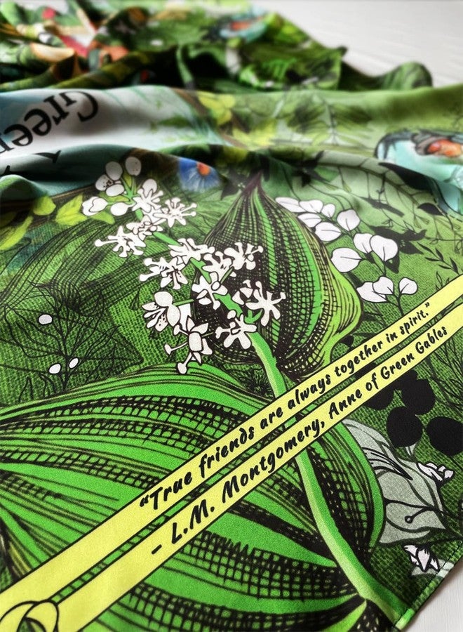 Universal Zone Anne of Green Gables by L.M. Montgomery Square Satin Scarf. Neck Scarf, Headscarf, Bag Scarf, Shawl. Bookish Gift, Green Scarf - Image 4