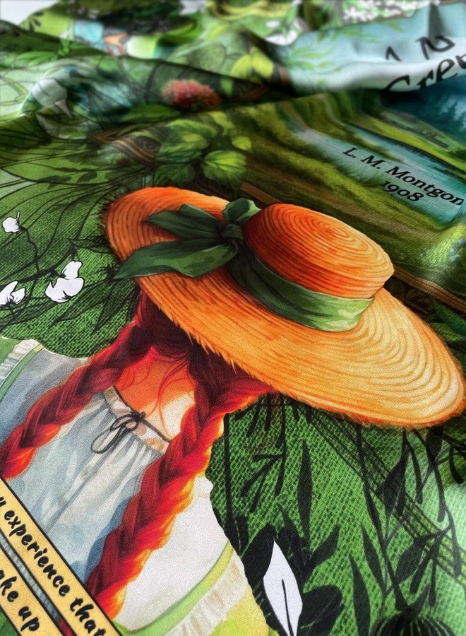 Universal Zone Anne of Green Gables by L.M. Montgomery Square Satin Scarf. Neck Scarf, Headscarf, Bag Scarf, Shawl. Bookish Gift, Green Scarf - Image 5