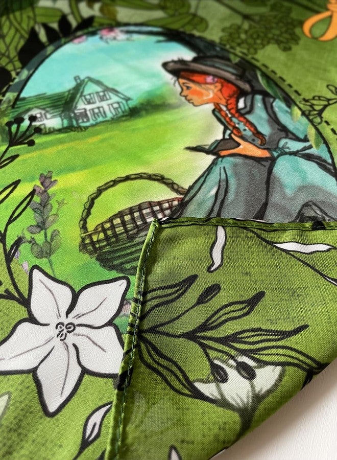 Universal Zone Anne of Green Gables by L.M. Montgomery Square Satin Scarf. Neck Scarf, Headscarf, Bag Scarf, Shawl. Bookish Gift, Green Scarf - Image 3