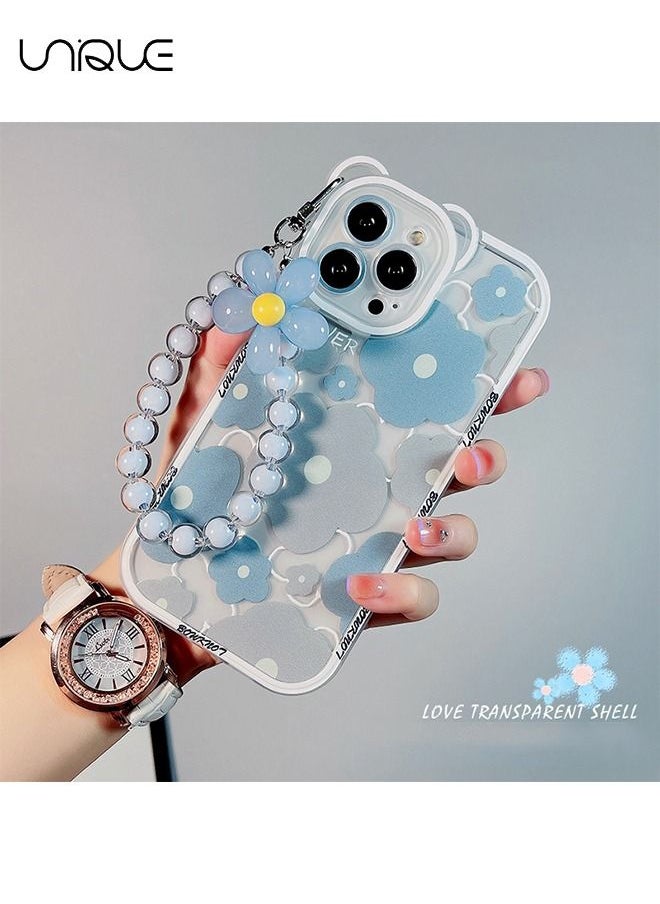 Unique - Compatible with iPhone 14 Pro Max Case, Cute Sun Flowers Camera Protector Clear Case with Lovely Flower Strap Bracelet Chain Girls Women Case for iPhone 14 Pro Max - Image 1
