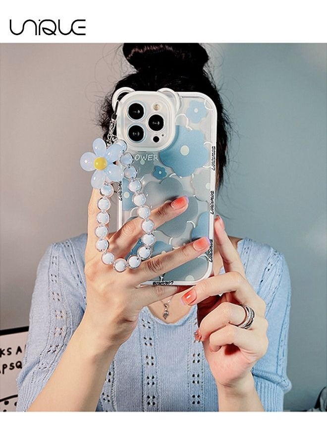 Unique - Compatible with iPhone 14 Pro Max Case, Cute Sun Flowers Camera Protector Clear Case with Lovely Flower Strap Bracelet Chain Girls Women Case for iPhone 14 Pro Max - Image 1