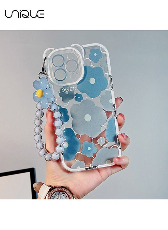 Unique - Compatible with iPhone 14 Pro Max Case, Cute Sun Flowers Camera Protector Clear Case with Lovely Flower Strap Bracelet Chain Girls Women Case for iPhone 14 Pro Max - Image 1
