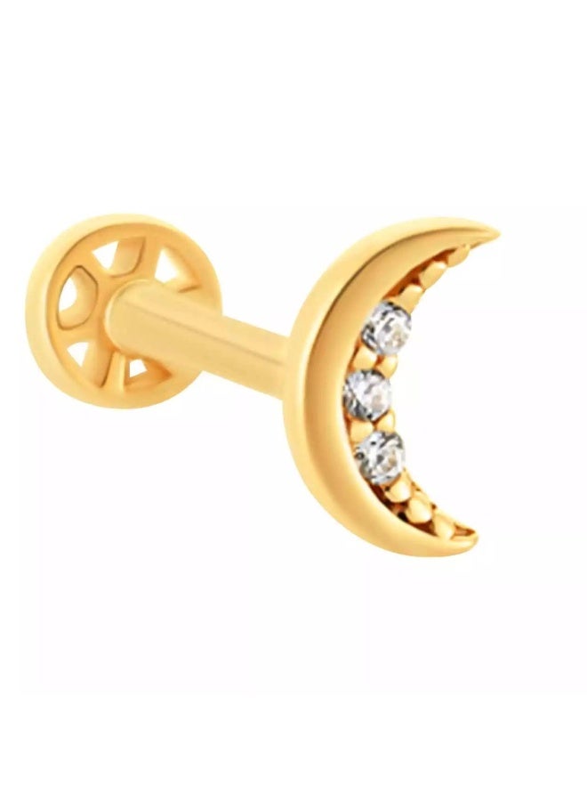 روبي آرت الذهب حلق من الذهب الخالص عيار 18 قيراطًا للنساء - مضاد للحساسية ولمعان فاخر - 0.46 جرام - Image 1