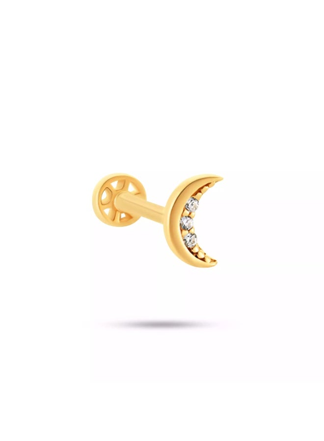 روبي آرت الذهب حلق من الذهب الخالص عيار 18 قيراطًا للنساء - مضاد للحساسية ولمعان فاخر - 0.46 جرام - Image 2